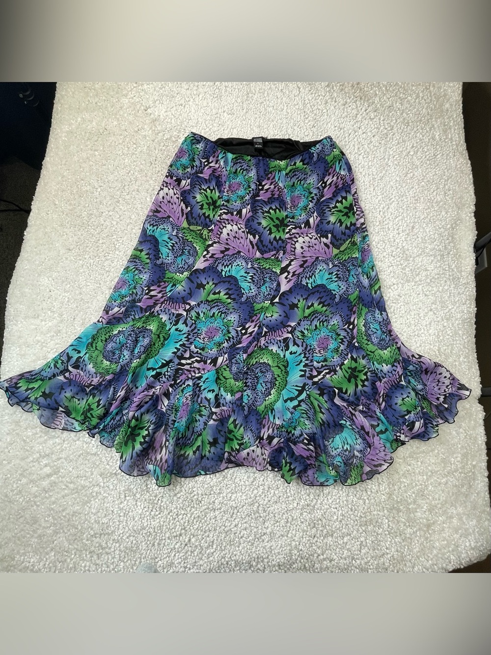 Whimsigoth y2k abstract butterfly skirt. Midi chiffon  boho romantic. Large